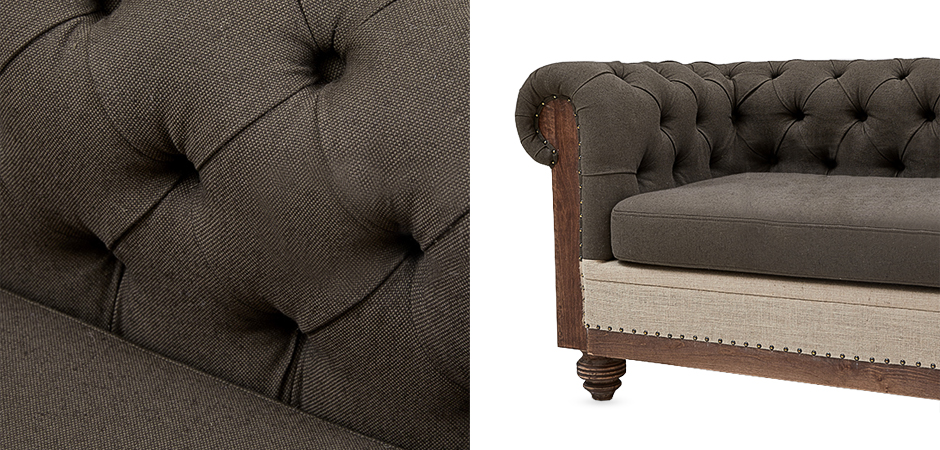 Диван Deconstructed Chesterfield Sofa triple Linen Brown - Loft-Concept в Рязани