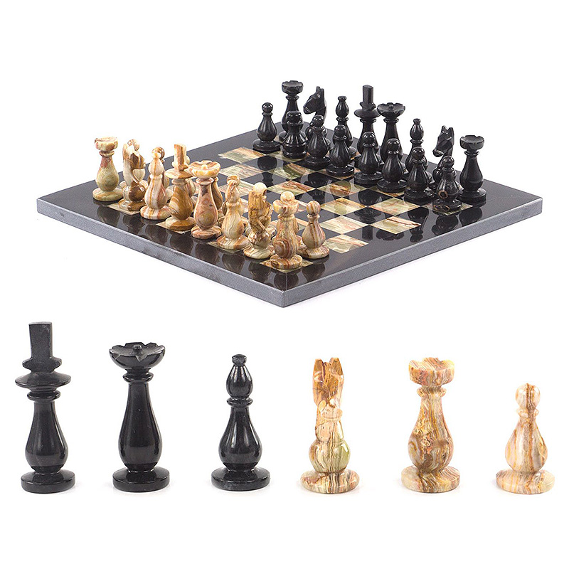Шахматы настольные из натурального камня Оникс Decorative Thematic Chess Черный Оранжевый Шахматы настольные из натурального камня Оникс Decorative Thematic Chess Черный Оранжевый в Рязани | Loft Concept