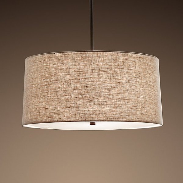 Люстра RH ROUND Linen Shade Pendant Бежево-серый Люстра RH ROUND Linen Shade Pendant Бежево-серый в Рязани | Loft Concept