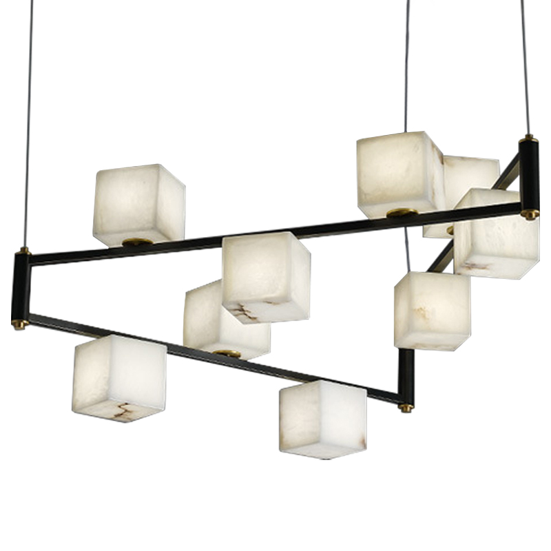 Люстра Marble Cubes Modern Light Chandelier 9 плафонов Белый Мрамор Bianco Черный Латунь Люстра Marble Cubes Modern Light Chandelier 9 плафонов Белый Мрамор Bianco Черный Латунь в Рязани | Loft Concept