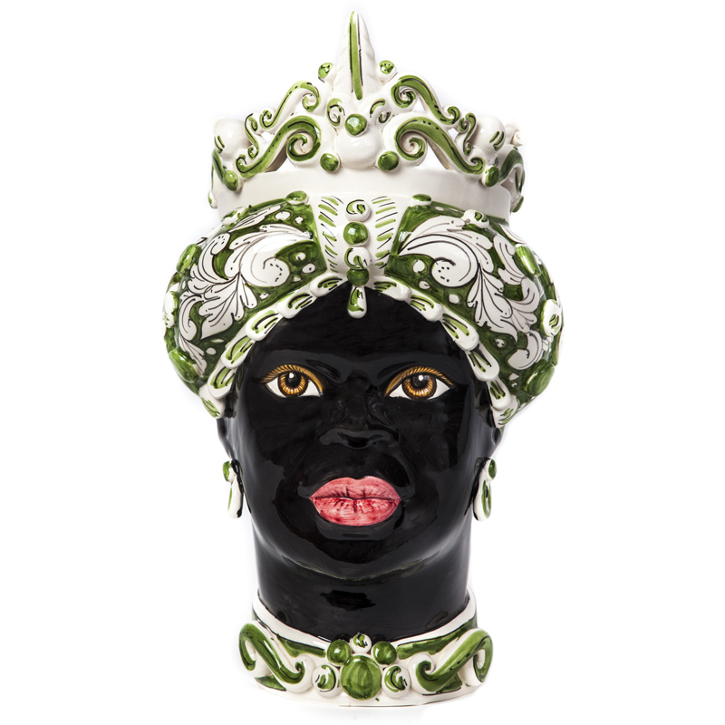 Ваза VASE MORO LADY MEDIUM green Черный Белый Зеленый Ваза VASE MORO LADY MEDIUM green Черный Белый Зеленый в Рязани | Loft Concept