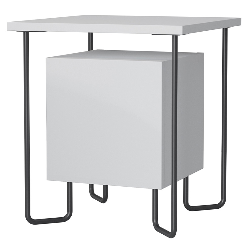Прикроватная тумба белого цвета с дверцей ACRES NIGHTSTAND WHITE Белый Черный Прикроватная тумба белого цвета с дверцей ACRES NIGHTSTAND WHITE Белый Черный в Рязани | Loft Concept