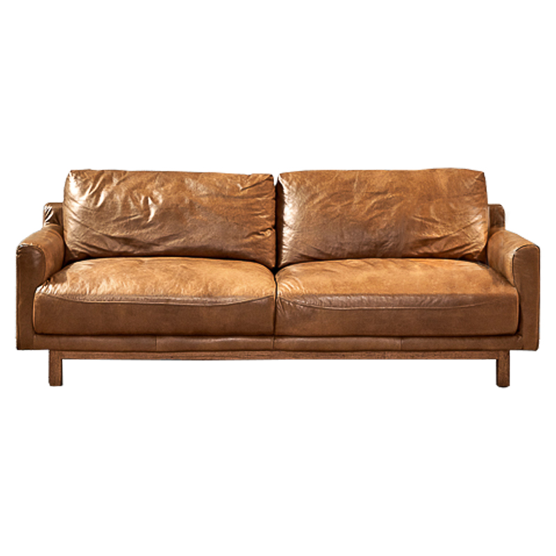 Диван Caramel Leather & Wood Triple Sofa Карамель Диван Caramel Leather & Wood Triple Sofa Карамель в Рязани | Loft Concept