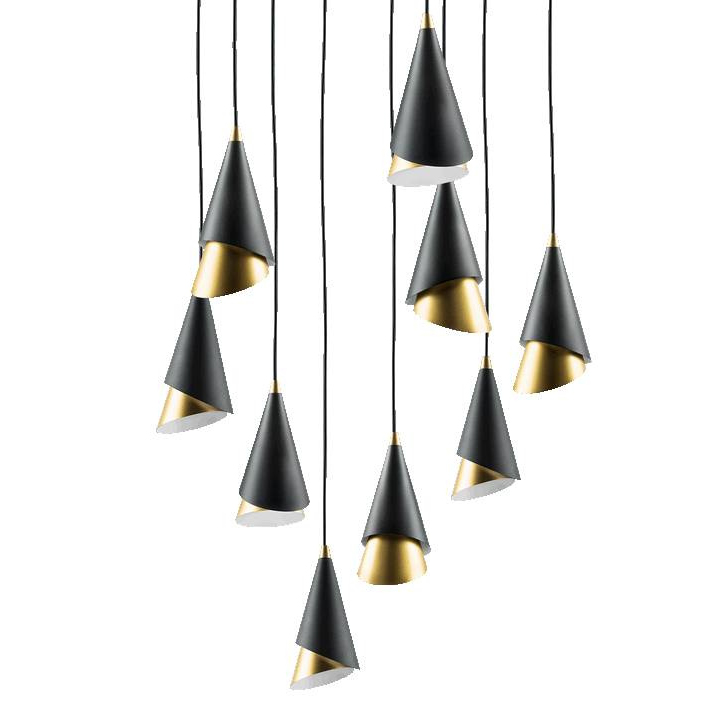 Люстра Lucio Black and Gold 9 Черный Золотой Люстра Lucio Black and Gold 9 Черный Золотой в Рязани | Loft Concept