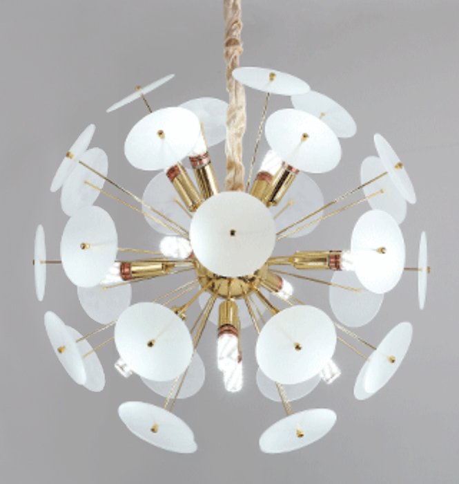 Люстра Sputnik Glass Lenz White Chandelier Золотой Белый Люстра Sputnik Glass Lenz White Chandelier Золотой Белый в Рязани | Loft Concept