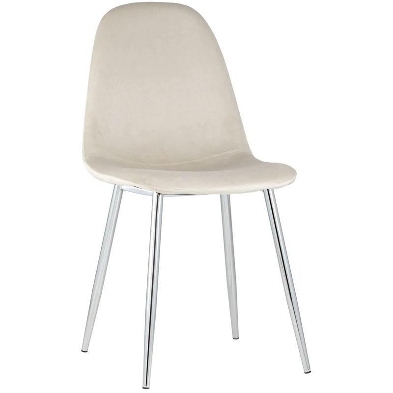 Стул Archie Chair Молочный Велюр Хромированные ножки Молочный Серебряный в Рязани | Loft Concept 