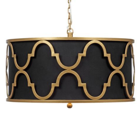 Люстра Black Shade Gold Quatrefoil Overlay Drum Pendant Черный Люстра Black Shade Gold Quatrefoil Overlay Drum Pendant Черный в Рязани | Loft Concept