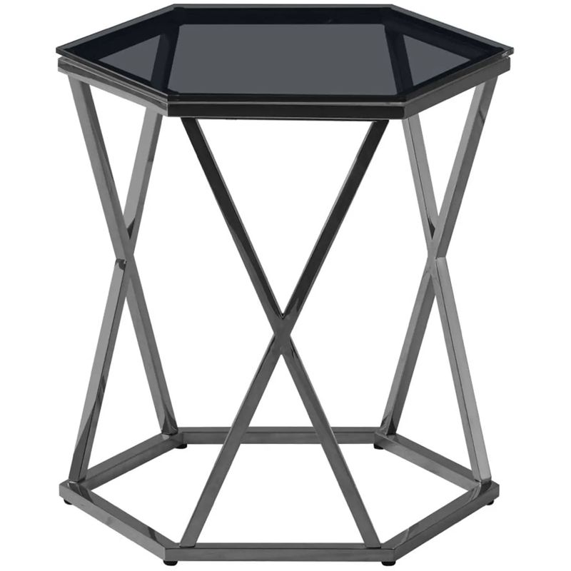 Стол приставной Ormando Collection Dark Chrome №2 Темный хром Стекло Смок Стол приставной Ormando Collection Dark Chrome №2 Темный хром Стекло Смок в Рязани | Loft Concept