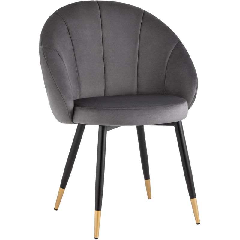 Стул Alberto Chair Серый Велюр Серый Черный Золотой Стул Alberto Chair Серый Велюр Серый Черный Золотой в Рязани | Loft Concept