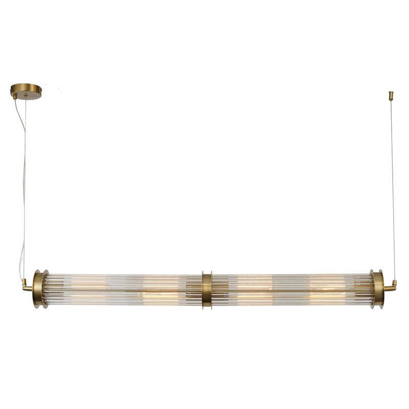 Люстра с рифленым плафоном Glass Tube Brass Латунь Прозрачный Люстра с рифленым плафоном Glass Tube Brass Латунь Прозрачный в Рязани | Loft Concept