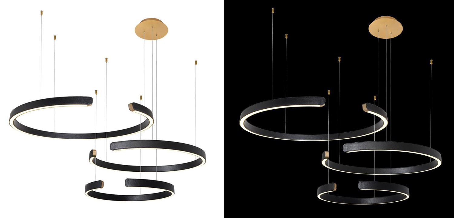 Люстра Half Ring 3 black leather - фото №1