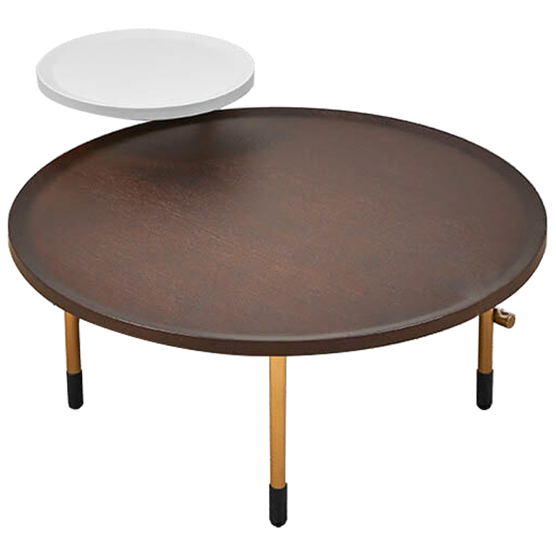 Кофейный стол Alastair Double Round Table Золотой Коричневый Белый Кофейный стол Alastair Double Round Table Золотой Коричневый Белый в Рязани | Loft Concept