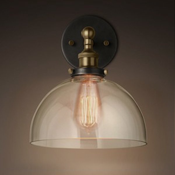 Бра Factory Filament Glass Dome Sconce Прозрачный Бронза Черный Бра Factory Filament Glass Dome Sconce Прозрачный Бронза Черный в Рязани | Loft Concept
