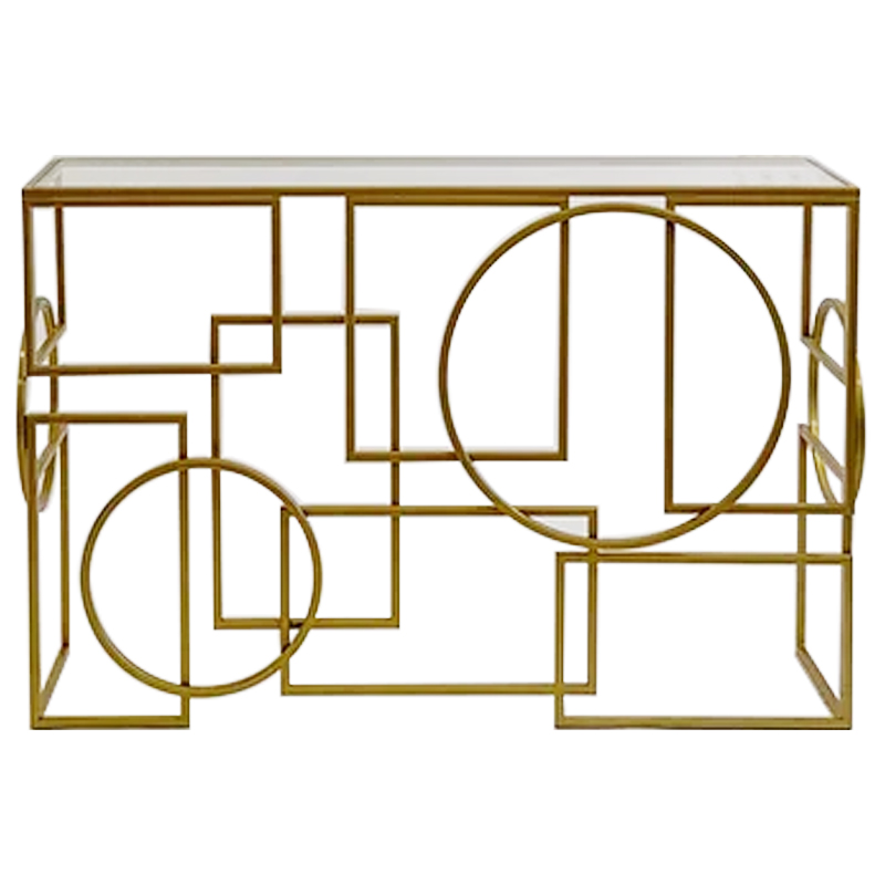 Консоль Geometric Figures Gold Console Золотой Прозрачное Стекло Консоль Geometric Figures Gold Console Золотой Прозрачное Стекло в Рязани | Loft Concept