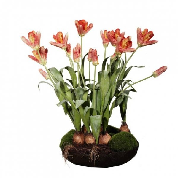 Декоративный искусственный цветок Orange Tulips Зеленый Оранжевый Декоративный искусственный цветок Orange Tulips Зеленый Оранжевый в Рязани | Loft Concept