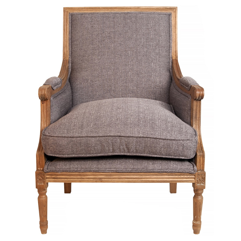 Кресло William Classical Armchair grey flax Серый Коричневый Кресло William Classical Armchair grey flax Серый Коричневый в Рязани | Loft Concept