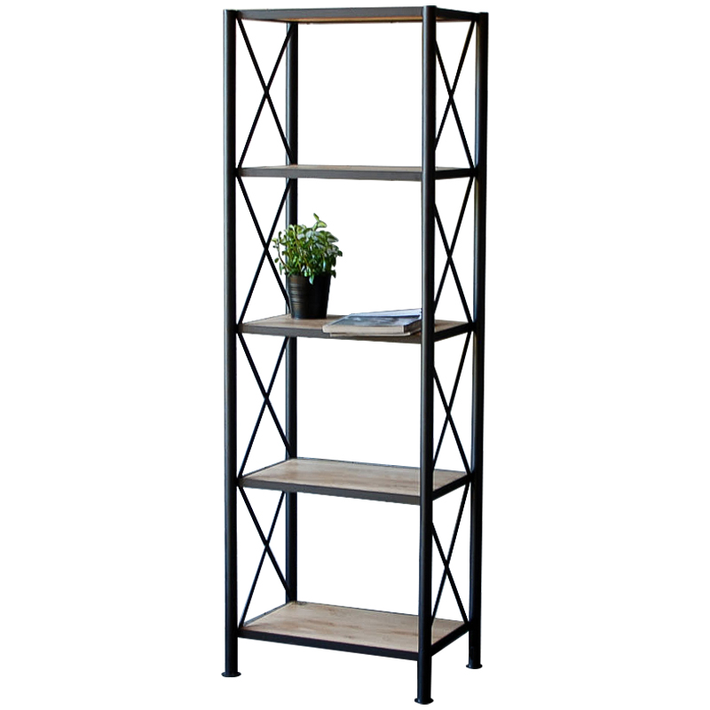 Стеллаж Pheobe Industrial Metal Rust Rack Черный Древесина Стеллаж Pheobe Industrial Metal Rust Rack Черный Древесина в Рязани | Loft Concept