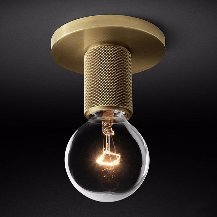 Потолочный светильник RH Utilitaire Socket Flushmount Brass Латунь Потолочный светильник RH Utilitaire Socket Flushmount Brass Латунь в Рязани | Loft Concept