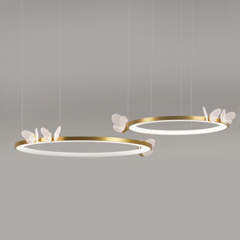 Подвесной светильник двойное кольцо с бабочками Butterfly Double Ring F Прозрачный Латунь Подвесной светильник двойное кольцо с бабочками Butterfly Double Ring F Прозрачный Латунь в Рязани | Loft Concept