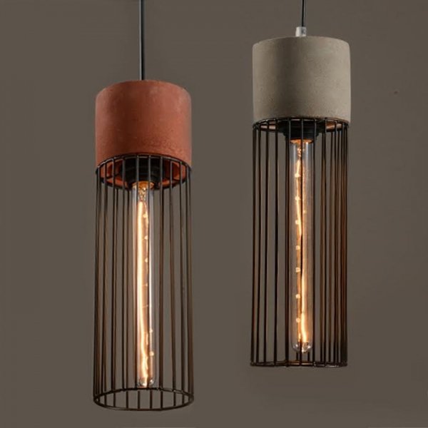 Подвесной светильник Cement Droplight Pendant Light cylinder Серый Красный Черный Подвесной светильник Cement Droplight Pendant Light cylinder Серый Красный Черный в Рязани | Loft Concept
