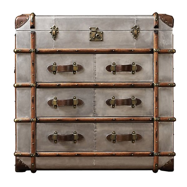 Комод в стиле Лофт RH Richards Polished Aluminum Trunks Chest Алюминий Коричневый винтаж Комод в стиле Лофт RH Richards Polished Aluminum Trunks Chest Алюминий Коричневый винтаж в Рязани | Loft Concept