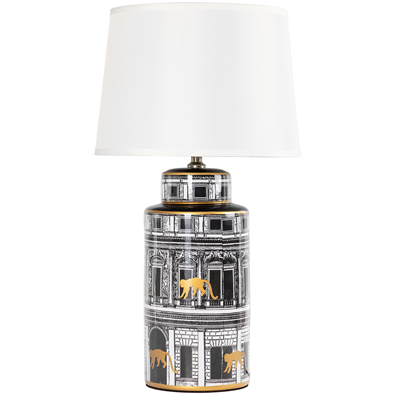 Настольная лампа Old Town Lampshade Black White Черно-белый Золотой Белый Настольная лампа Old Town Lampshade Black White Черно-белый Золотой Белый в Рязани | Loft Concept