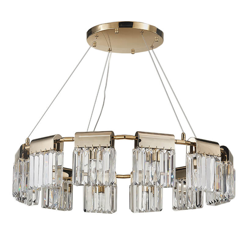 Люстра Crystal Pendants gold 12 Глянцевое золото Прозрачное Стекло Люстра Crystal Pendants gold 12 Глянцевое золото Прозрачное Стекло в Рязани | Loft Concept