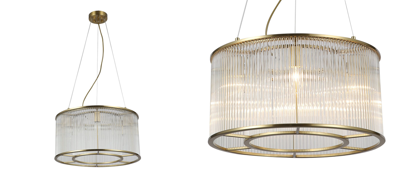 Люстра с плафоном из стеклянных трубочек Revolve D50 см - фото