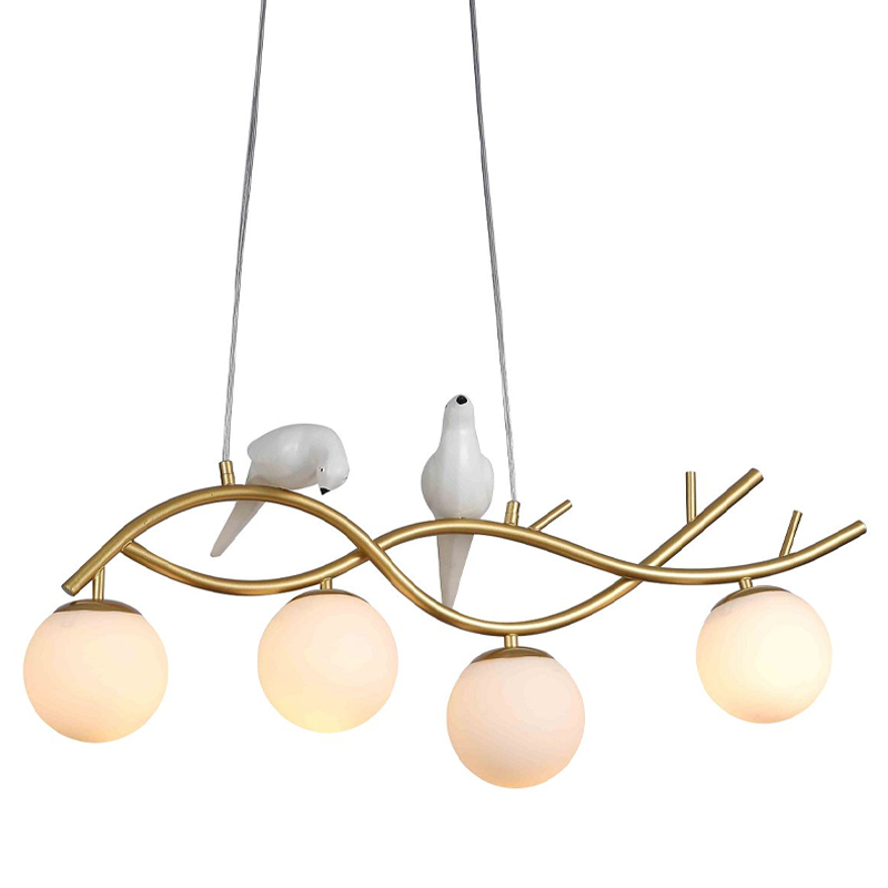 Люстра с белыми птицами Provence Bird Золотой Белый Люстра с белыми птицами Provence Bird Золотой Белый в Рязани | Loft Concept