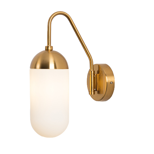 Бра Pelle Sconce short Gooseneck Clear Shade Латунь Белый Бра Pelle Sconce short Gooseneck Clear Shade Латунь Белый в Рязани | Loft Concept