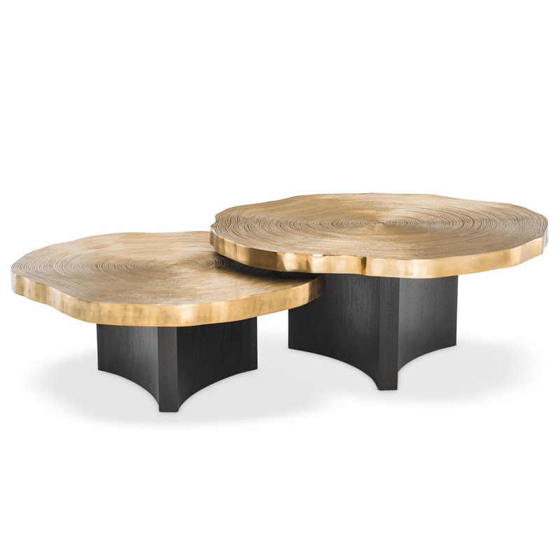 Комплект кофейных столов Eichholtz Coffee Table Thousand Oaks set of 2 Черный Латунь Комплект кофейных столов Eichholtz Coffee Table Thousand Oaks set of 2 Черный Латунь в Рязани | Loft Concept