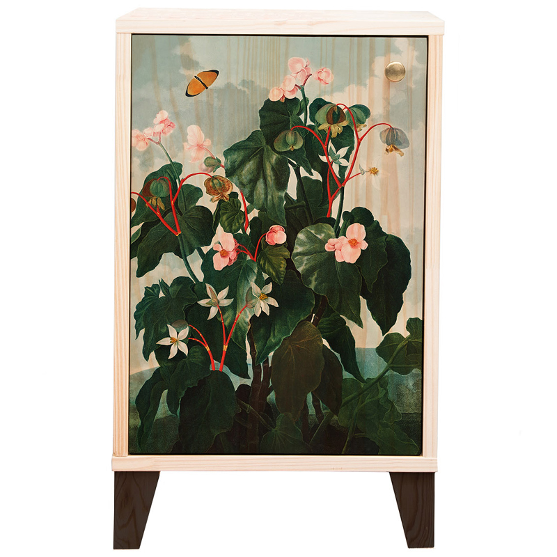 Тумба с цветочным изображением Floral Print Nighstand Natural Бежевый Мульти Зеленый Тумба с цветочным изображением Floral Print Nighstand Natural Бежевый Мульти Зеленый в Рязани | Loft Concept