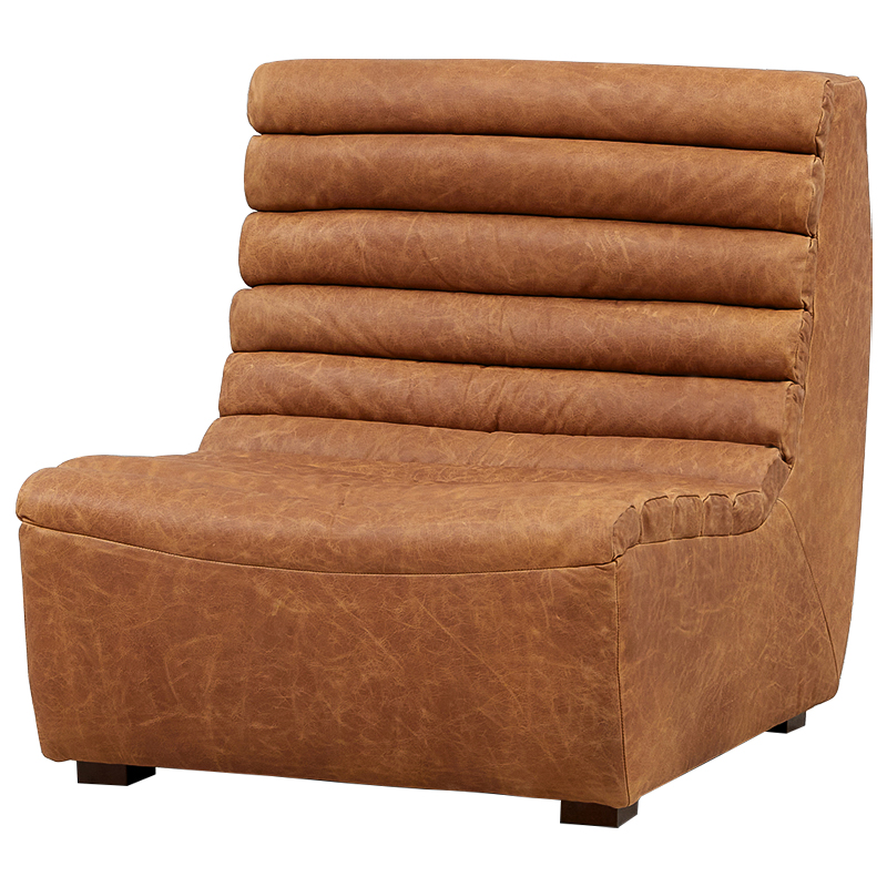 Модульное кожаное кресло Beaumont Lounge Leather Armchair Коричневый в Рязани | Loft Concept 