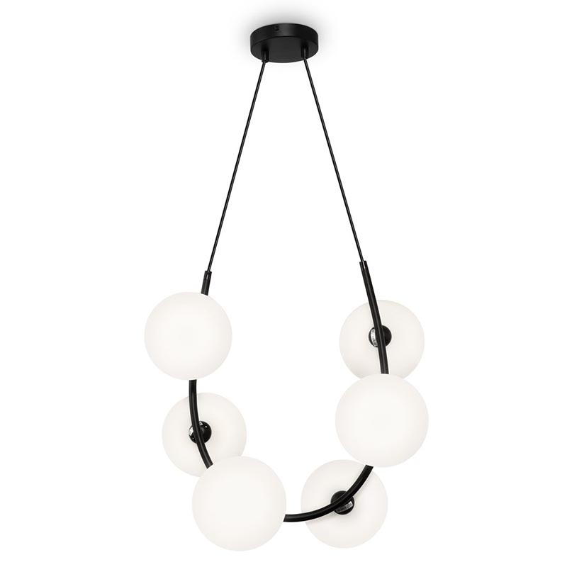 Люстра Marcan 6 Ball Chandelier Black Черный Белый Люстра Marcan 6 Ball Chandelier Black Черный Белый в Рязани | Loft Concept