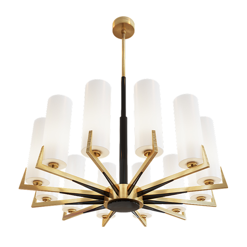 Люстра из латуни на 12 ламп Brass Candle  Латунь Белый Черный в Рязани | Loft Concept 