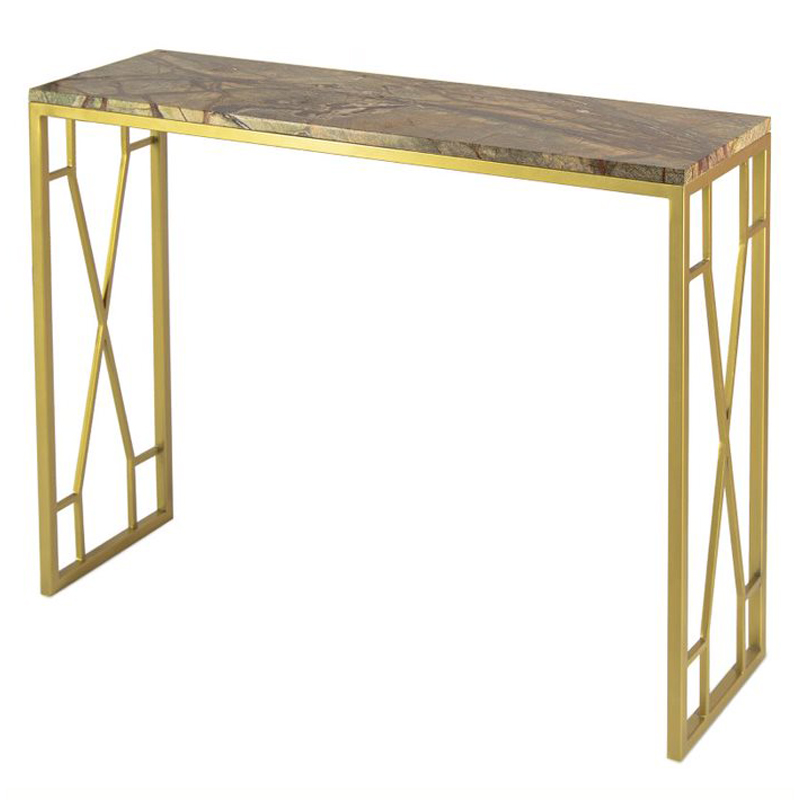 Консоль Rovigo Console коричневый мрамор Коричневый Золотой Консоль Rovigo Console коричневый мрамор Коричневый Золотой в Рязани | Loft Concept