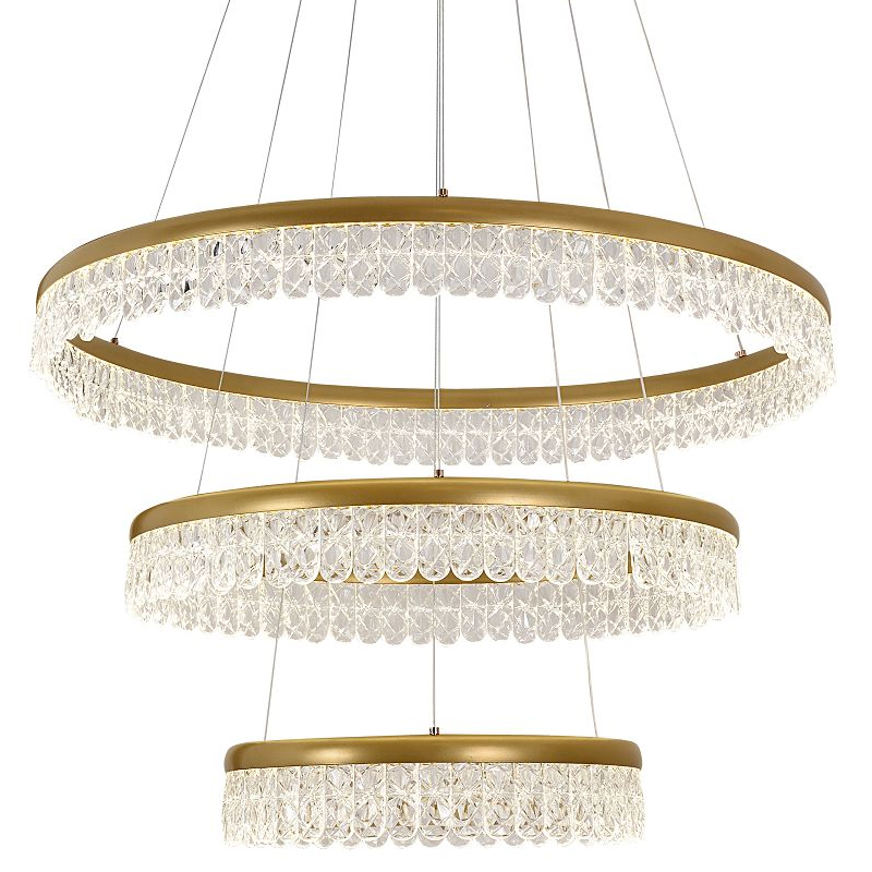 Светодиодная люстра из 3-х колец Pettico Gold Золотой Прозрачный в Рязани | Loft Concept 