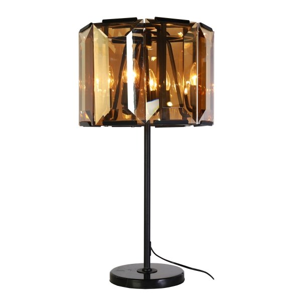 Настольная лампа Harlow Crystal Round Table Amber Черный Янтарь (Amber) Настольная лампа Harlow Crystal Round Table Amber Черный Янтарь (Amber) в Рязани | Loft Concept