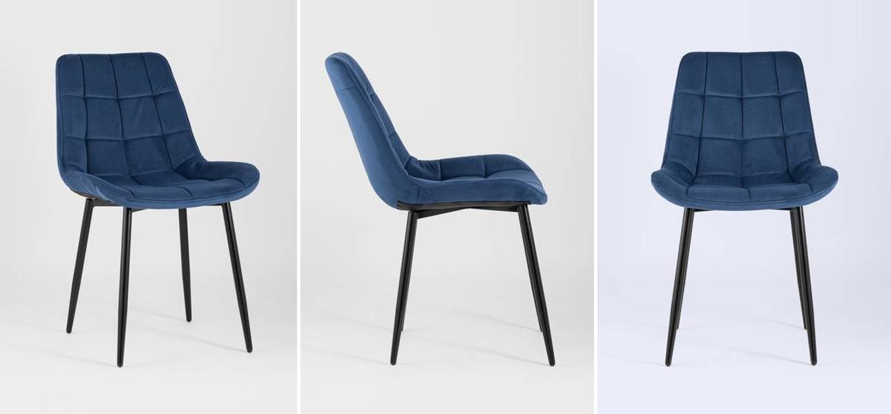 Стул NANCY Chair Синий Цвет Черные Ножки - фото