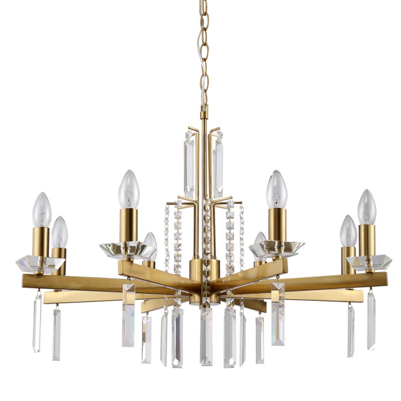 Люстра Vivien Crystal Brass Chandelier 8 Латунь Серый Люстра Vivien Crystal Brass Chandelier 8 Латунь Серый в Рязани | Loft Concept