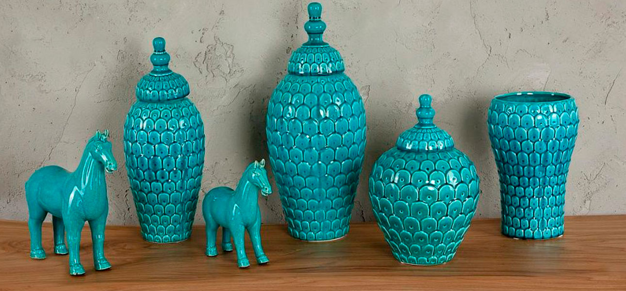 Фигурка керамика синяя лошадь Blue Horse - фото