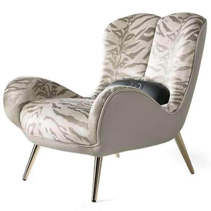 Дизайнерское Кресло Tifnit Armchairs стиль Roberto Cavalli III Серый Бежево-серый Глянцевое золото Дизайнерское Кресло Tifnit Armchairs стиль Roberto Cavalli III Серый Бежево-серый Глянцевое золото в Рязани | Loft Concept