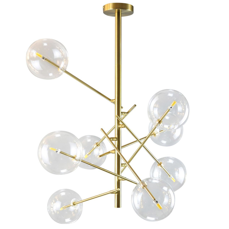 Люстра Gallotti & Radice Bolle Рanging Lamp 8 плафонов Золотой Прозрачный (Transparent) Люстра Gallotti & Radice Bolle Рanging Lamp 8 плафонов Золотой Прозрачный (Transparent) в Рязани | Loft Concept