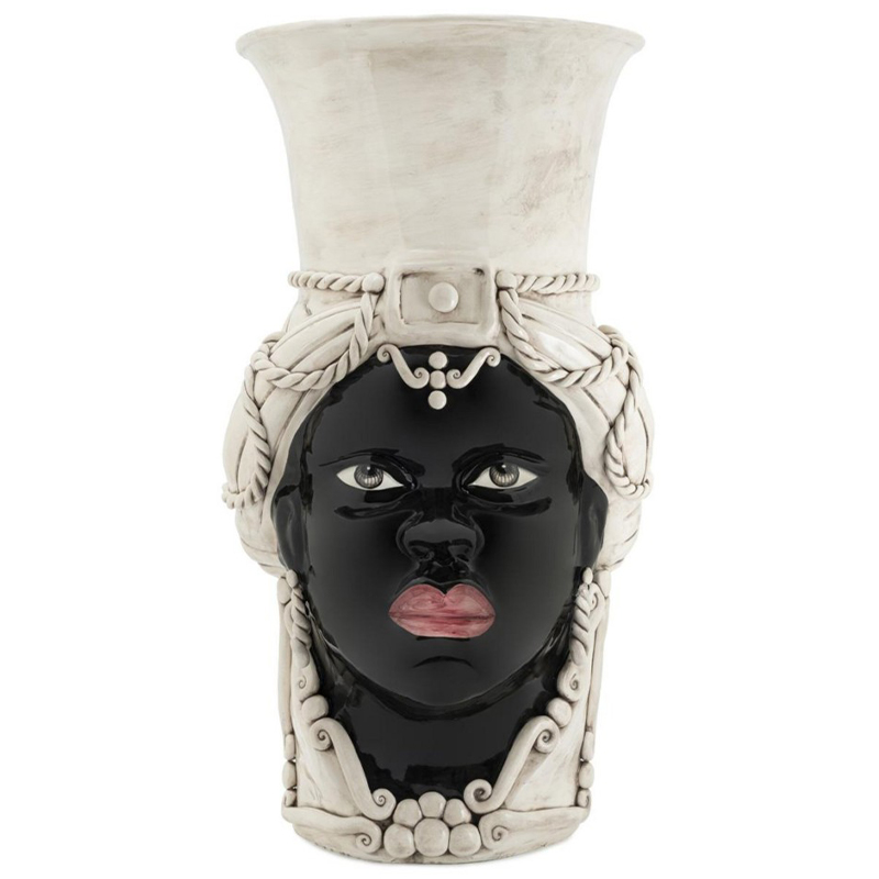Ваза Vase Moro Lady Giant Бежевый Черный Ваза Vase Moro Lady Giant Бежевый Черный в Рязани | Loft Concept