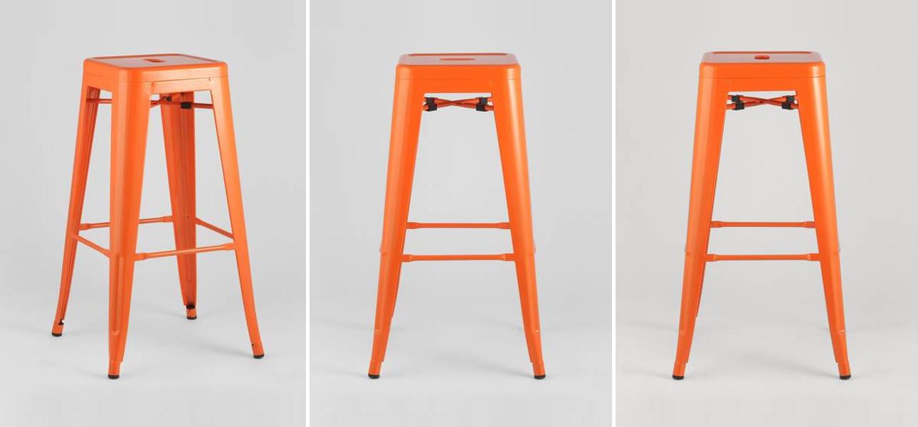 Барный Стул без Спинки Оранжевый Глянцевый Металл - фото