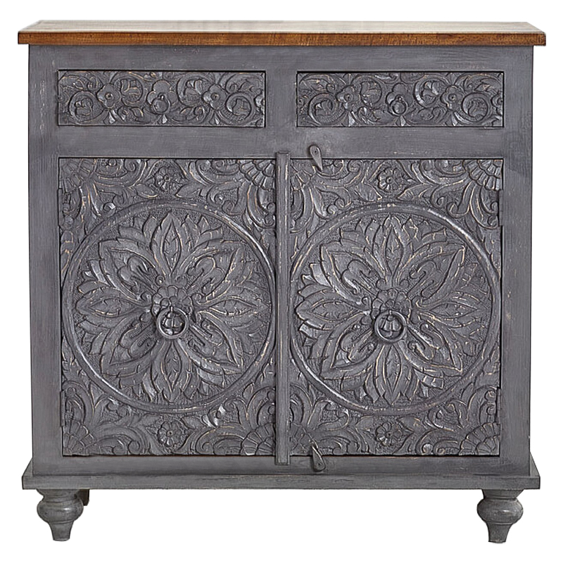 Комод Indian Antique White Furniture Chest of Drawers Kara серый Серый Коричневый Комод Indian Antique White Furniture Chest of Drawers Kara серый Серый Коричневый в Рязани | Loft Concept