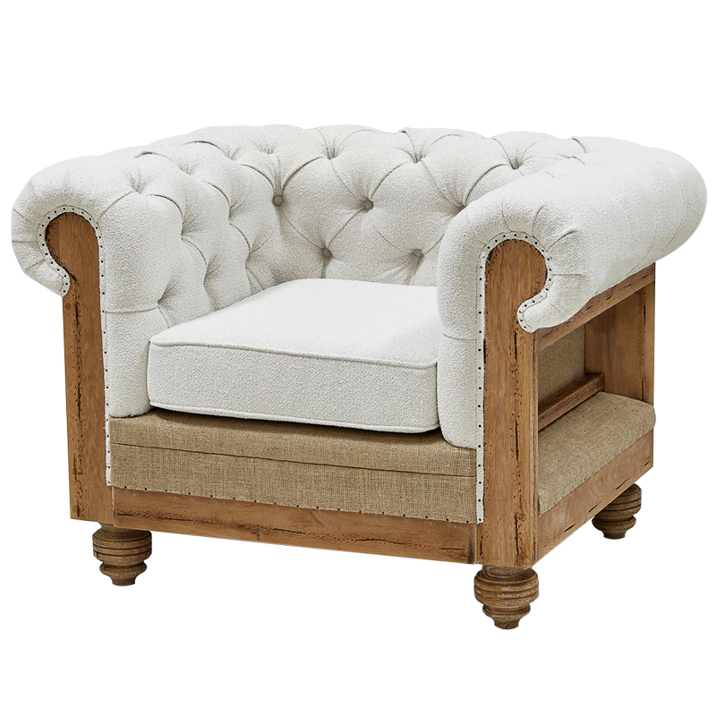 Кресло Deconstructed Chesterfield Armchair White Boucle Белый Древесина Кресло Deconstructed Chesterfield Armchair White Boucle Белый Древесина в Рязани | Loft Concept