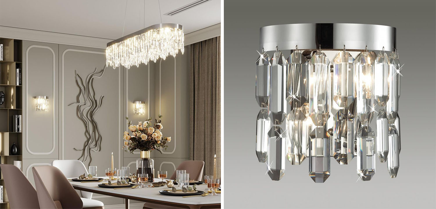 Бра Crystal Polyhedrons Wall Lamp Chrome - фото