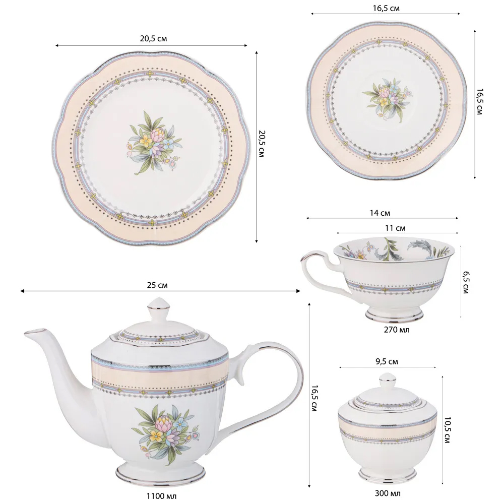 Чайный сервиз из фарфора на 6 персон 20 предметов Tea Flower Set Чайный сервиз из фарфора на 6 персон 20 предметов Tea Flower Set в Рязани