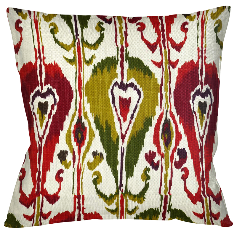 Декоративная подушка Ikat Pattern Красно-белая Мульти Декоративная подушка Ikat Pattern Красно-белая Мульти в Рязани | Loft Concept